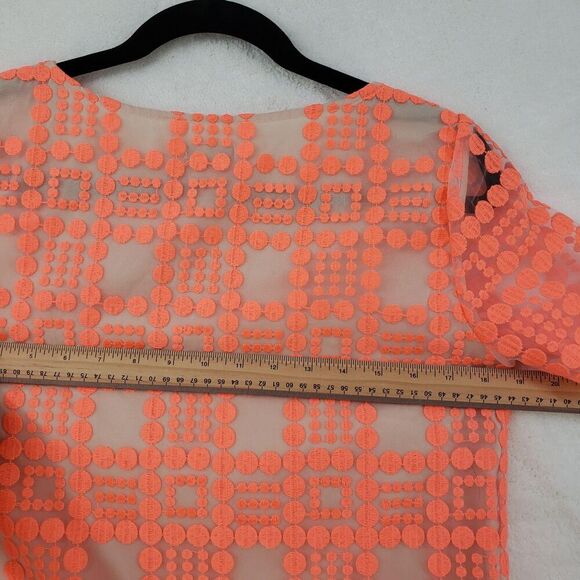 Leifsdottir Anthropologie Blouse Womens 8 Sheer Peplum Mesh Short Sleeve Top - Picture 7 of 11